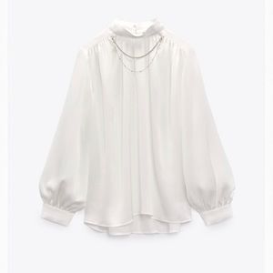 Zara Chain collar satin effect blouse